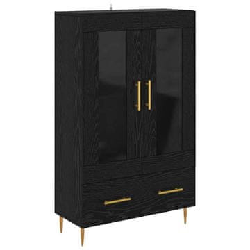 Vidaxl Visok predalnik s predalom Črna Orehovina 69,5 x 31 x 115 cm