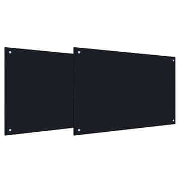 Vidaxl Kuhinjski panel 2 szt. Črna 90 x 50 cm kaljeno steklo