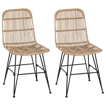 Vidaxl Jedilna stolica 2 szt. Naravna 41 x 55 x 85 cm Rattan in jeklo