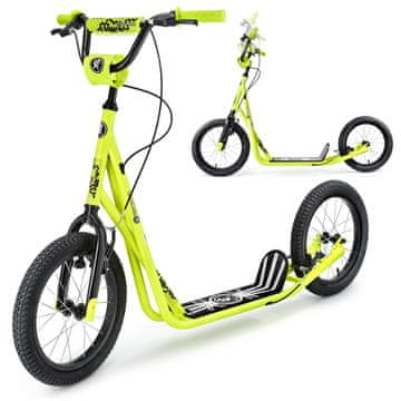HyperMotion Mestni dvokolesni skiro z napihljivimi kolesi 40 cm - nosilnost 100 kg, nastavljivo krmilo 83–90 cm, dve ročni zavori, za otroke
