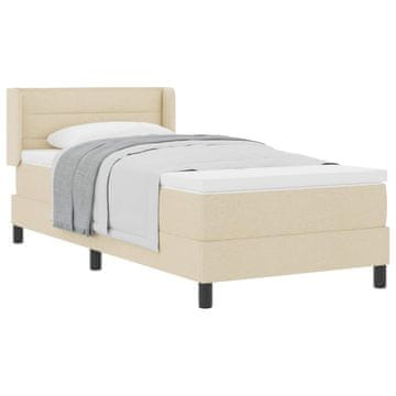 Vidaxl Postelja z vzmetnico z vzglavjem krema 200 x 80 cm blago