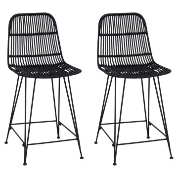 Vidaxl Barski stol 2 kos Črna 44 x 54 x 96 cm Rattan in jeklo