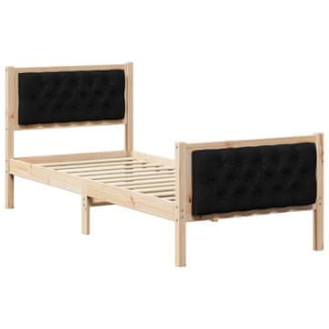 Vidaxl Konstrukcija postelje Črna 75 x 190 cm Masivno borovo les
