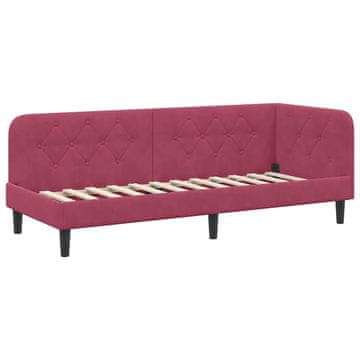 Vidaxl Kotna postelja Vinorodna rdeča 80 x 200 cm Žamet