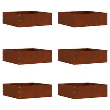 Vidaxl Robovi trave 6 szt. Rjav 40 x 40 x 13 cm Vremensko odporno jeklo