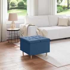 Vidaxl Ottoman s shranjevanjem Modra 60 x 60 x 45 cm blago