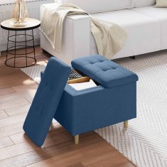 Vidaxl Ottoman s shranjevanjem Modra 60 x 60 x 45 cm blago