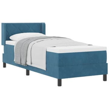 Vidaxl Postelja z vzmetnico z vzglavjem Temno modra 200 x 80 cm Žamet