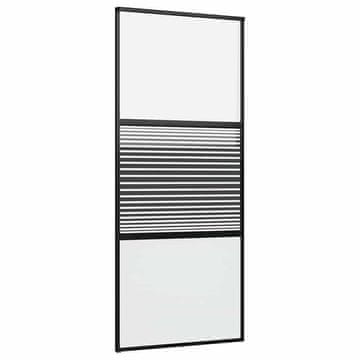 Vidaxl Steklena vrata Črtasto Črna 90 x 2 x 205 cm Aluminij