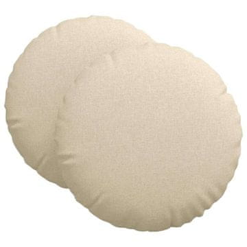 Vidaxl Sedežne blazine 2 szt. krema Ø60 x 21 cm blago