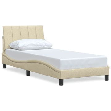Vidaxl Posteljni okvir brez vzmetnice Hanko krem 90x190 cm tkanina