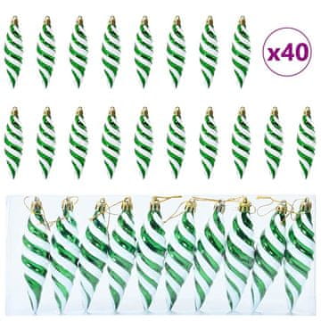 Vidaxl Božična spirala oblika krogla 40 szt. Zelena Plastika