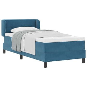 Vidaxl Postelja z vzmetnico z vzglavjem Temno modra 90 x 200 cm Žamet