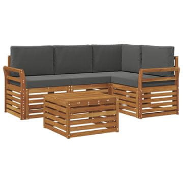 Vidaxl Zunanja garnitura za sedenje 5 szt. Naravna in antracitna