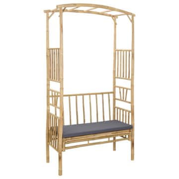 Vidaxl Vrtni lok s klopjo Temno siva 115 x 50 x 205 cm Bambus