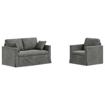 Vidaxl Kavčna garnitura 2 szt. Temno siva 138 x 78 x 80 cm Žamet