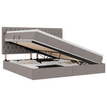 Vidaxl LED Postelja za Shranjevanje z Blazino Taupe 200 x 200 cm Blago