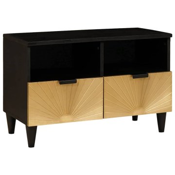 Vidaxl TV omarica Črna in zlata 70 x 33 x 46 cm Inženirski les