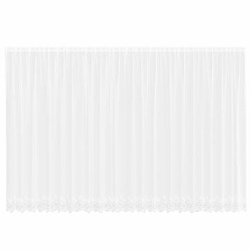 Vidaxl Čipkasta Zavesa z zavesami Bela 200 x 600 cm Poliester