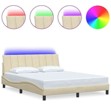 Vidaxl Posteljni okvir brez vzmetnice Hanko krem 160x200 cm blago