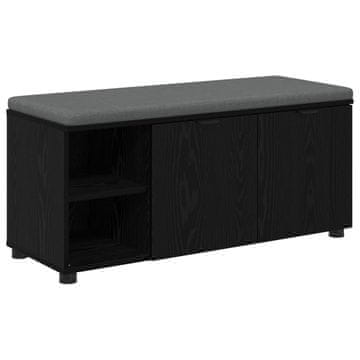 Vidaxl Haldna klop z blazino s polico Črni Hrast 100 x 38 x 46 cm