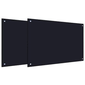 Vidaxl Kuhinjski panel 2 szt. Črna 90 x 60 cm kaljeno steklo