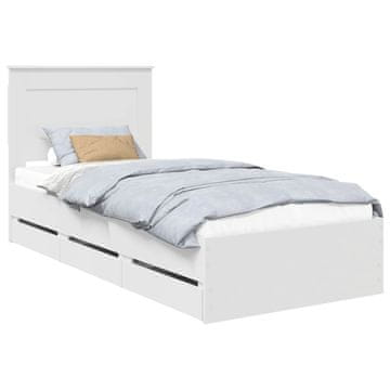 Vidaxl Konstrukcija postelje Bela 75 x 190 cm Inženirsko leseno