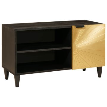 Vidaxl TV omarica Črna in zlata 80 x 33 x 46 cm Inženirski les