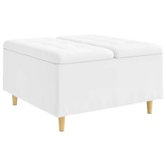Vidaxl Ottoman s shranjevanjem Bela 80 x 80 x 45 cm Umetna koža