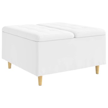 Vidaxl Ottoman s shranjevanjem Bela 80 x 80 x 45 cm Umetna koža
