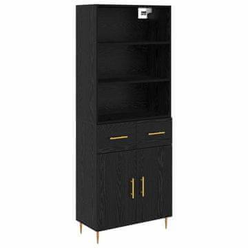 Vidaxl Visok predalnik s predalom Črna Orehovina 69,5 x 34 x 180 cm