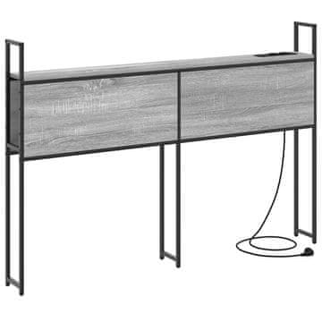 Vidaxl Headboard za shranjevanje z postajo za polnjenje Siva sonoma