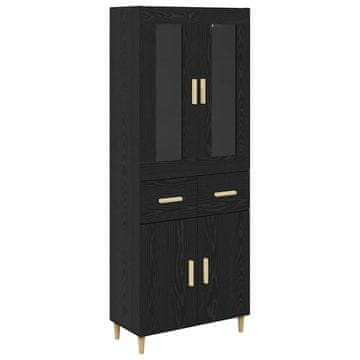 Vidaxl Visok predalnik s predalom Črna Orehovina 69,5 x 34 x 180 cm