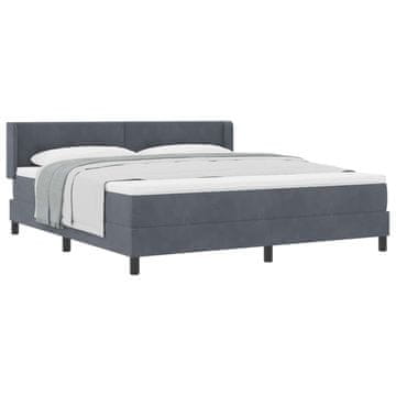 Vidaxl Postelja z vzmetnico z vzglavjem Temno siva 200 x 180 cm Žamet
