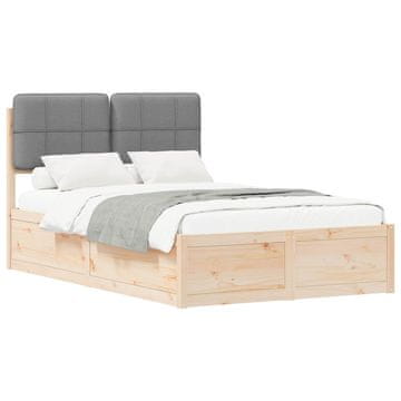 Vidaxl Posteljni okvir z oblazinjenim vzglavjem Svetlo siva