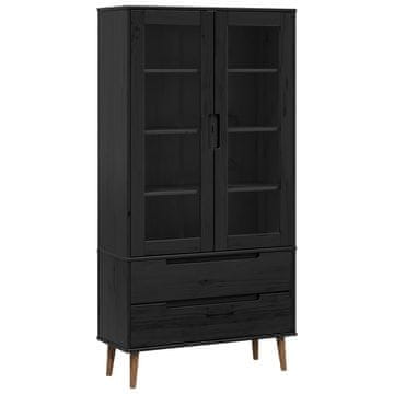 Vidaxl Stekleni prikazni kabinet Črna 90 x 35 x 175 cm