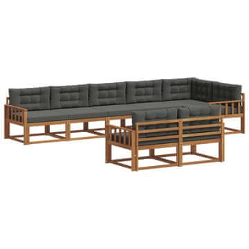 Vidaxl Zunanja garnitura za sedenje 8 szt. Naravna in antracitna