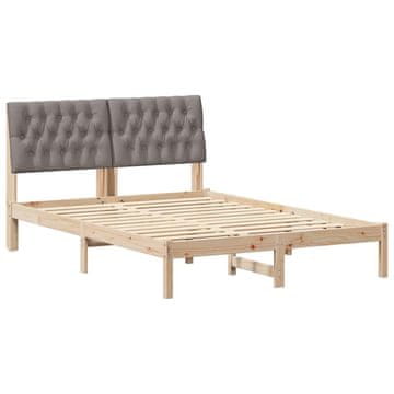 Vidaxl Posteljni okvir z oblazinjenim vzglavjem Rjava 135 x 190 cm