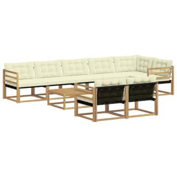 Vidaxl Zunanja garnitura za sedenje 9 szt. Bela in krem 79 x 79 x 37 cm