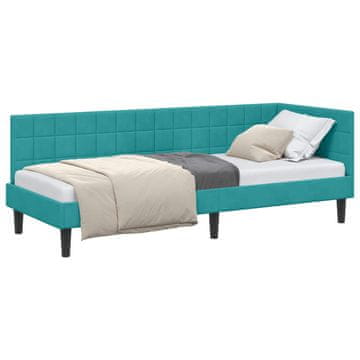 Vidaxl Kotna postelja z vzglavjem Turkizna 80 cm x 200 cm Žamet