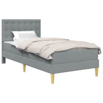 Vidaxl Posteljni okvir z vzmetnico Svetlo siva 80 x 200 cm blago