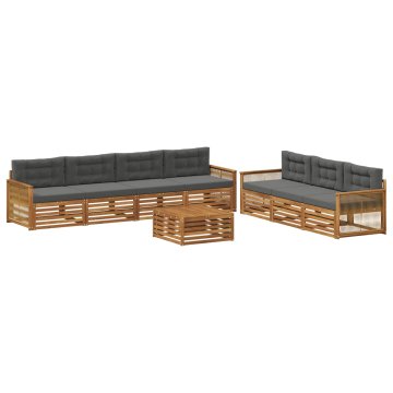 Vidaxl Zunanja garnitura za sedenje 8 szt. Naravna in antracitna