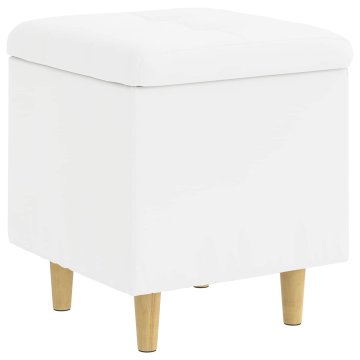 Vidaxl Ottoman s shranjevanjem Bela 40 x 40 x 45 cm Umetna koža