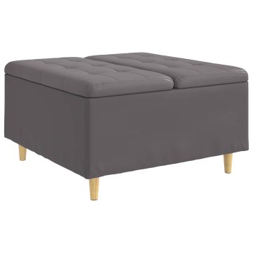 Vidaxl Ottoman s shranjevanjem Siva 80 x 80 x 45 cm Umetna koža