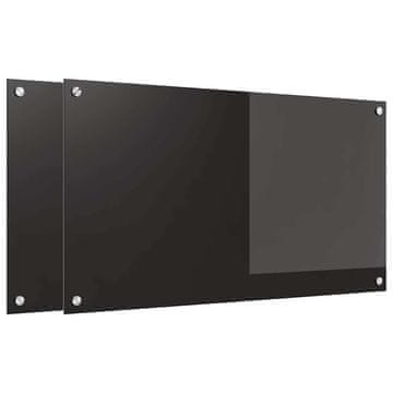 Vidaxl Kuhinjski panel 2 szt. Črna 90 x 50 cm kaljeno steklo