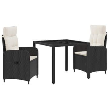 Vidaxl Zunanja jedilnica 3 szt. Črna in krem bela 90 x 90 x 75 cm