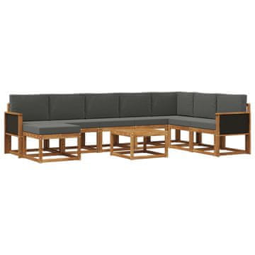 Vidaxl Zunanja garnitura za sedenje 9 szt. Naravna in antracitna