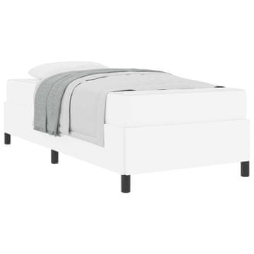 Vidaxl Konstrukcija postelje z vzmetnico Bela 100 x 200 cm blago