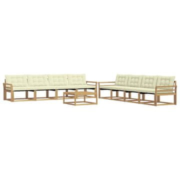 Vidaxl Zunanja garnitura za sedenje 9 szt. Bela in krem 79 x 79 x 37 cm