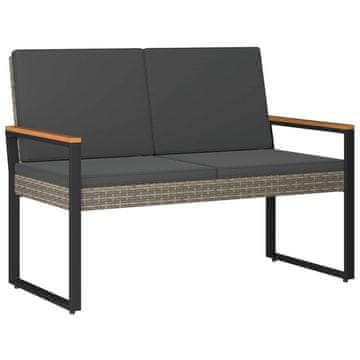 Vidaxl Zunanja klop Siva in temno siva 107 x 61 x 80 cm poli ratan